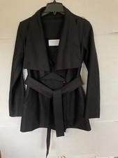 Harris Wharf London Pressed Volcano Wool Wrap Coat Size It 42 Small Black New