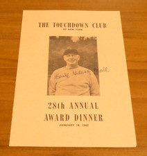 Earle Greasy Neale Football HOF Signed The Touchdown Club of NY Award Program