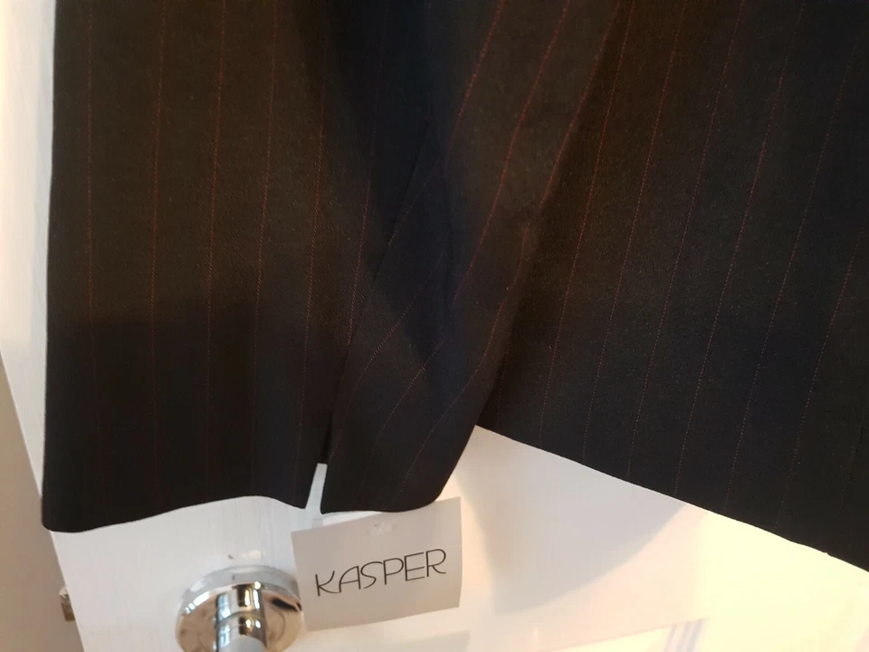 Kasper Women's Black Pinstripe Office One-button Jacket Blazer Black Size UK 14 - Image 4 of 4