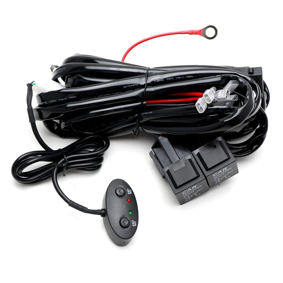 Kit de relé de 2 saídas, interruptores duplos para lâmpadas de neblina/condução, barra de luz, luzes de pod - Imagem 4 de 4