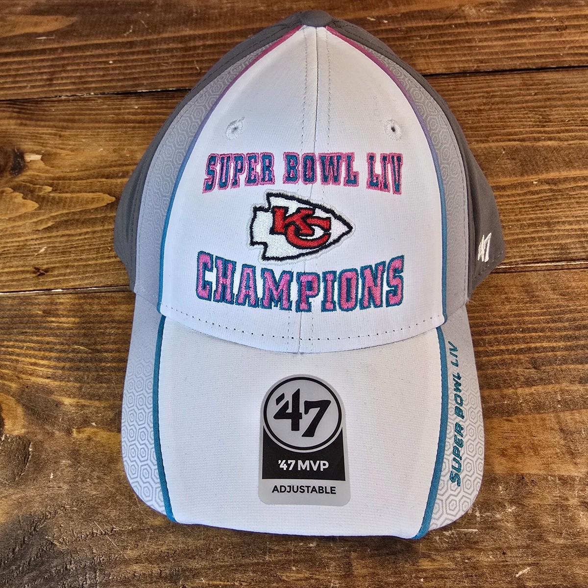 Kansas City Chiefs NFL '47 Super Bowl LIV Champions White Clean Up Hat Cap - Main Image