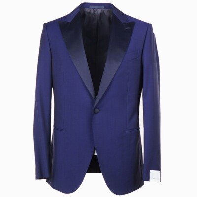Caruso Royal Blue Peak Lapel Wool-Mohair Tuxedo Slim 42R (Eu 52) Formal Suit NWT