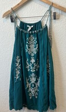 forever 21 boho embroidered Mini Dress Size: S Green Adjustable Straps