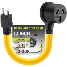 Kanayu 1FT 15A Dryer Adapter Cord 5-15P to 10-50R Female Power Adapter 120V