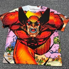 Marvel X-Men Wolverine Oversized Shirt Men XL All Over Print Retro Vintage