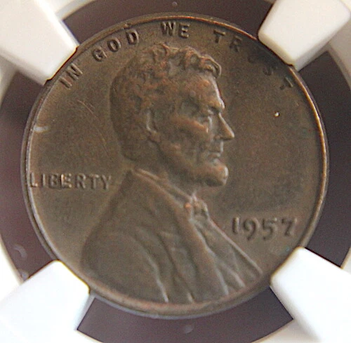 1957 NGC XF 45 BN  LINCOLN WHEAT "ERROR LIBERTY" - Image 3 of 4