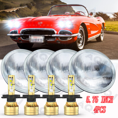 5.75'' 5-3/4'' Round LED Headlights Hi/Lo for Chevy Corvette C1 C2 1963-1982
