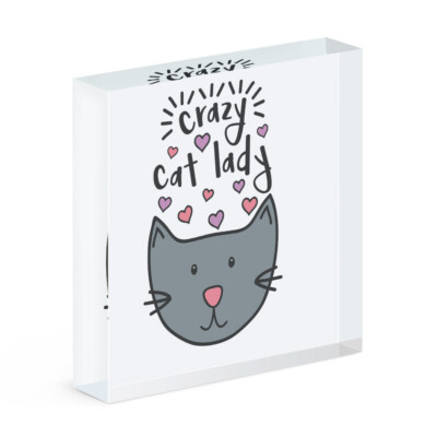 Luna Crazy Cat Lady Acryl Foto Block Rahmen Lustig Tiere Kätzchen