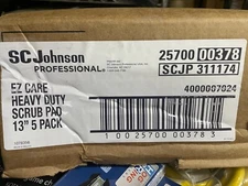 (5) SCJohnson EZ Care Heavy Duty Scrub Pads 13" Red & Gray