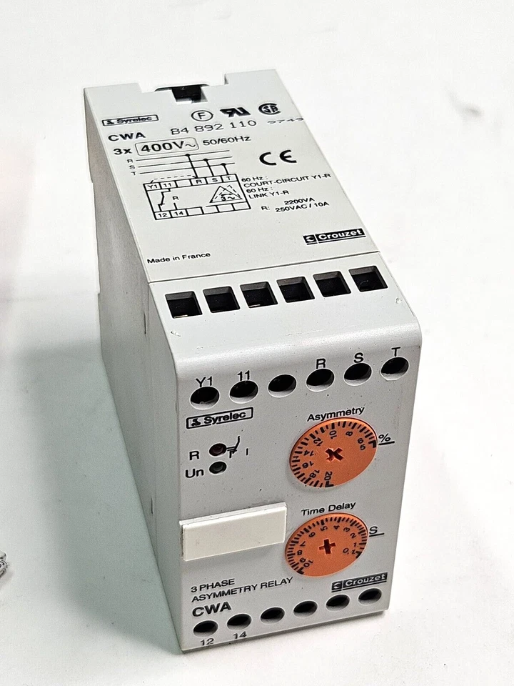 CROUZET SYRELEC CWA 3PHASE ASYMMETRY RELAY 84 892 110 - Image 3 of 3