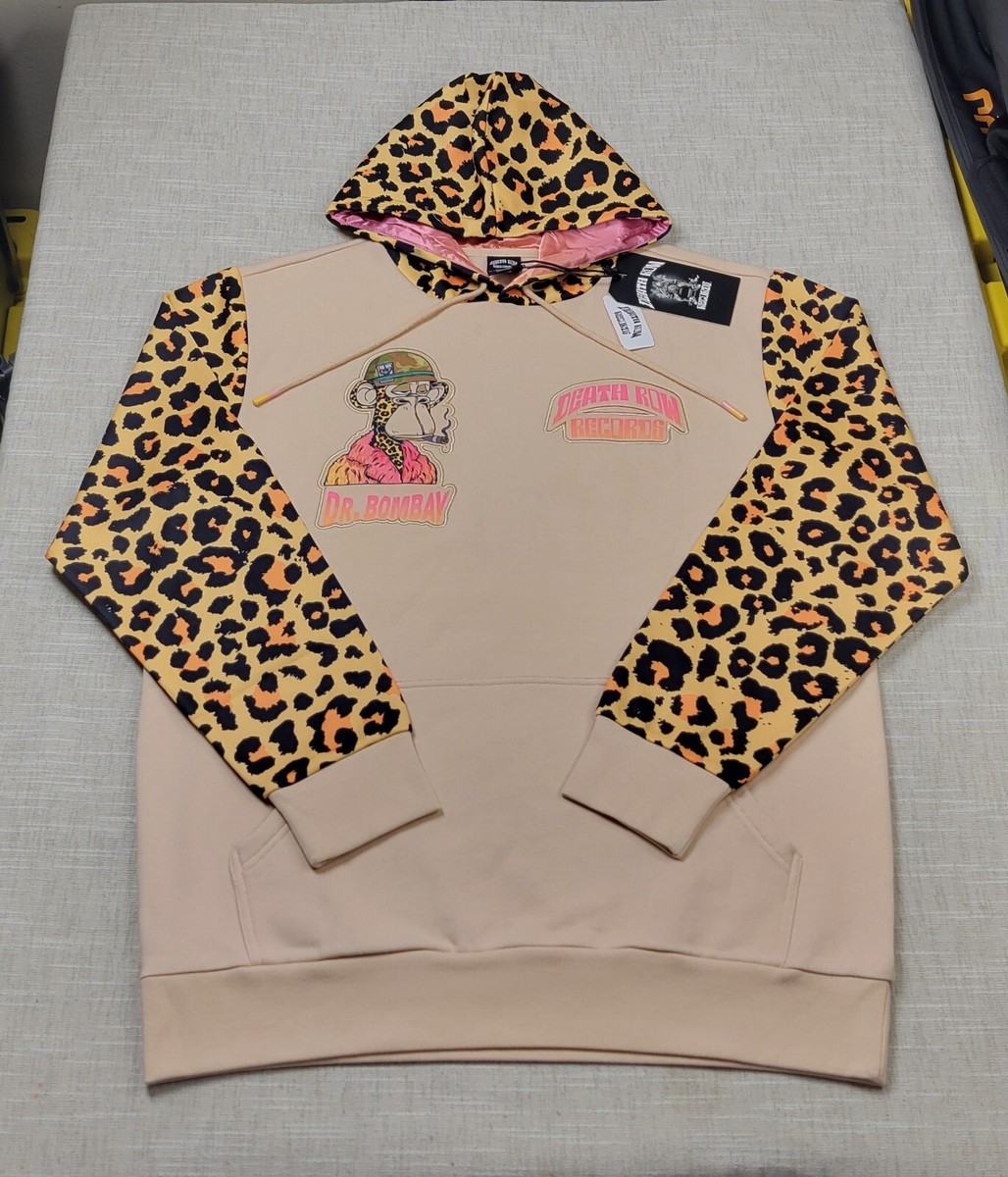 Snoop Dogg Dr. Bombay Hoodie XL Women Beige Coral Leopard Patch