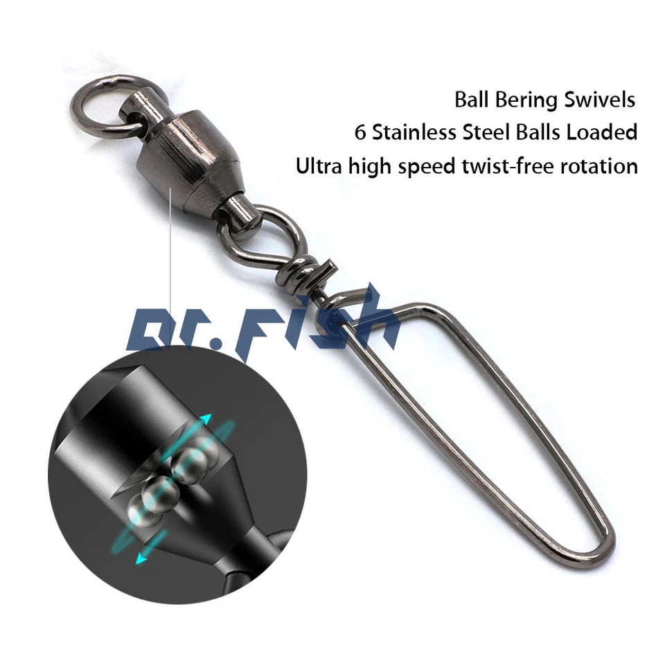 Fishing Swivels Ball Bearing Snap with Coastlock 26-500Lb Tackle Connector - Image 4 of 4