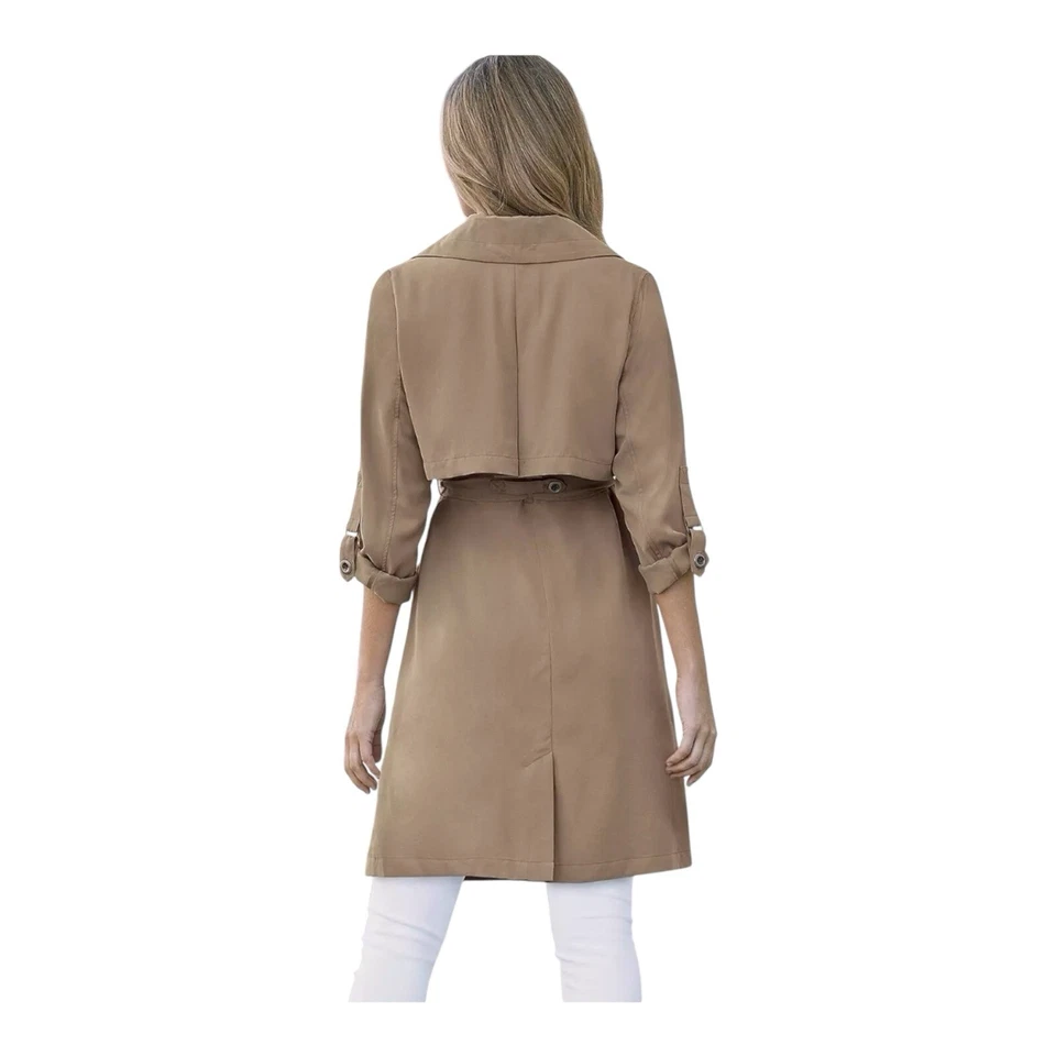 Chaqueta ligera Lyocell talla L manga lengüeta enrollable Monroe y trinchera principal bronceada con cinturón Foto 3 de 4