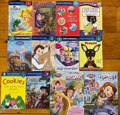 Step Into Reading 1/2/3 Lot of 12 Books - Disney/Scooby-Doo/Max & Ruby/Masks