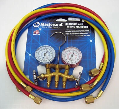 Mastercool 35772 HVAC-R Manifold with 72" Low Loss Charging Hoses for R12 R22