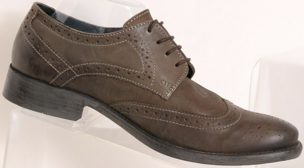 Hush Puppies Zack 10270 Gray Leather Wingtip Dress Oxfords 