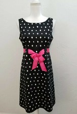JESSICA HOWARD SIZE 6 BLACK WHITE POLKA DOTS SLEEVELESS EMPIRE SHEATH DRESS