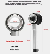 45 X Times Optical Glass Magnifier 3 LED Lighted Jeweler Loupe W/ Measure Scale