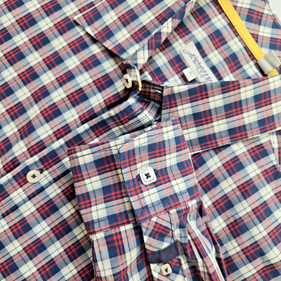 Jeremy Argyle NYC Mens Shirt XL Button-Up Red White Blue Check Long Sleeve USA