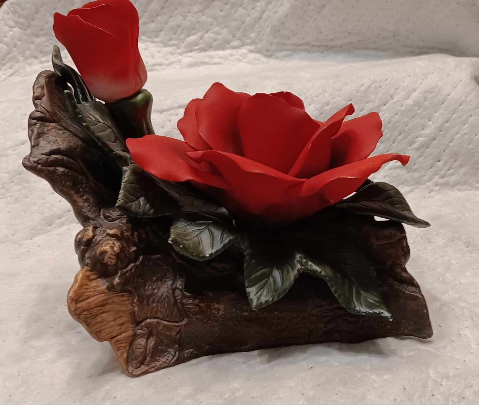 Paul Sebastian Porcelain Figurine of Red Roses, Pre-Owned with Minor Chips, Detailed Photos Included