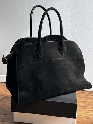 The Row Margaux 15  Style Black Suede Leather Tote Bag Large