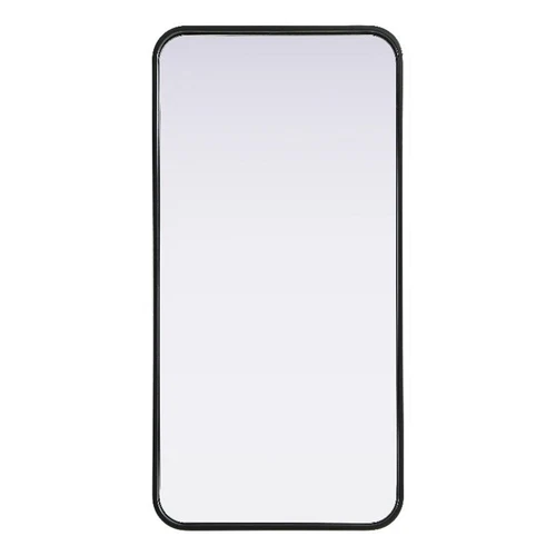 Elegant Decor Contour Metal Rectangle Mirror 18X36" Black - Picture 1 of 11