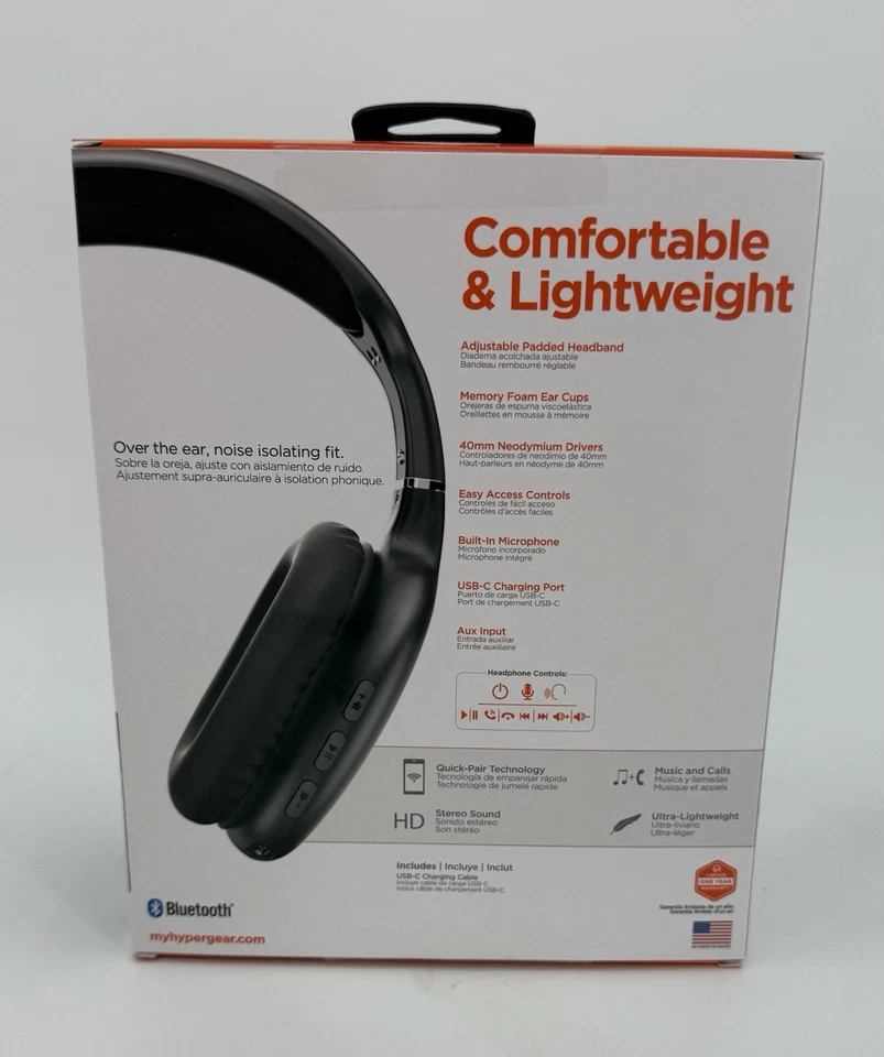 HyperGear “Vibe” Over-Ear Wireless Headphones Black Padded Ear Pad New NIP - Image 4 of 4