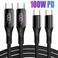 LED Display USB-C to USB-C Cable Fast Charger Type C Charging Data Sync Cord