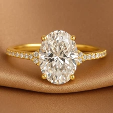 14K Real Solid Yellow Gold 1.50 Carat Solitaire Oval Engagement Wedding Ring