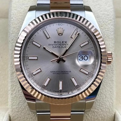 New Unworn Rolex Datejust 41mm Two-Tone Rose Gold Sundust Dial Reference 126331.