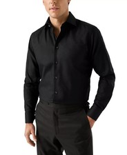 ETON Contemporary Fit Solid Dress Shirt Men's 16.5/42 Black Button Closure L/S
