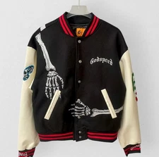 NEW Godspeed Winter/Fall R.OD Skeleton Quilted Varsity Jacket V2 Black/Red S-XL