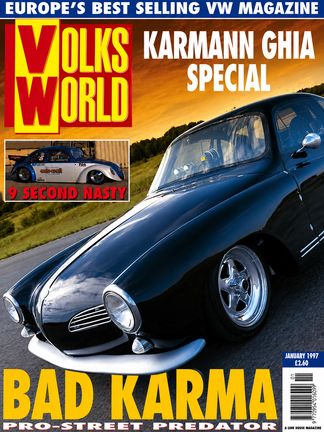 🏁 January 1997 VolksWorld VW Magazine Bad Karma Karmann Ghia Special VG