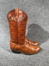 Acme Dingo Punchy USA Made 70s Buckaroo Marbled Cognac Leather Boots Men’s 9 D