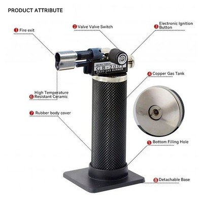 GB-2001 Refillable Butane Torch Lighter, DUAL Flame Mode Kitchen, Soldering Use