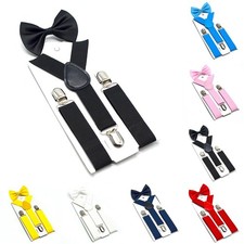 Elastic and Durable Kids Suspender and Bow Tie Set Perfect for Everyday Wear 