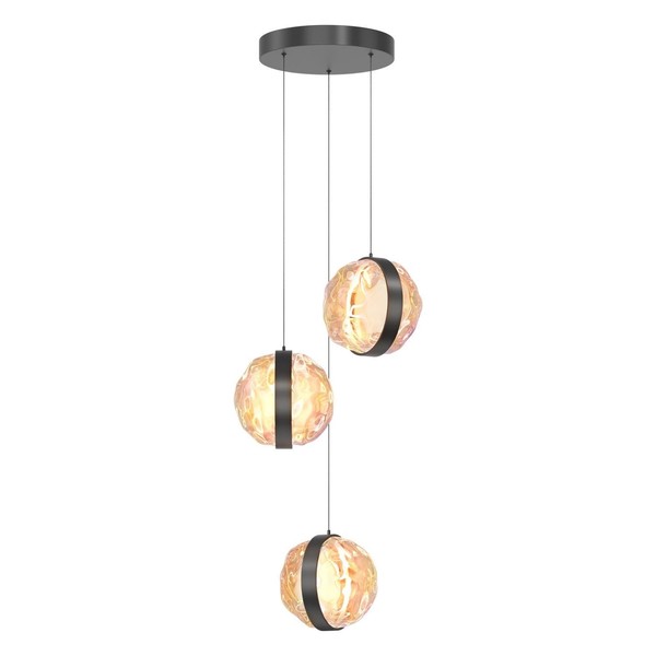 Led Pendelleuchte Esstisch Glas Metall Schwarz L:38 Cm 2700 K HäNgelampe KüChe-image