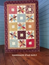 Star Handmade Quilt 48.5" x 71.5" Farmhouse Decor- Throw Blanket- Wall Quilt