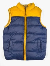JANIE AND JACK Unisex Reversible Puffer Vest Size 5-6 Yellow Plaid Preppy Cozy