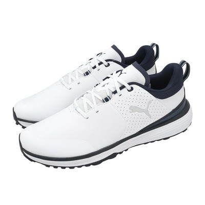Puma Fusion Grip ST White Deep Navy Men Water Repellent Golf Shoes 312994-02