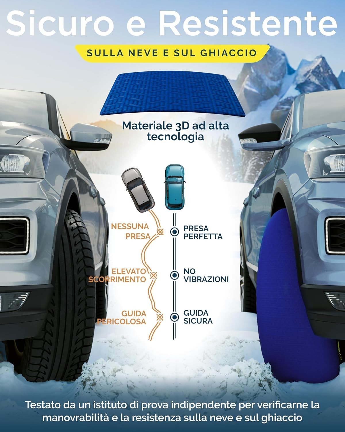 Da Neve Omologate Italia En 16662-1 Due Catene da Neve in Tessuto per Auto - Miniatura 5