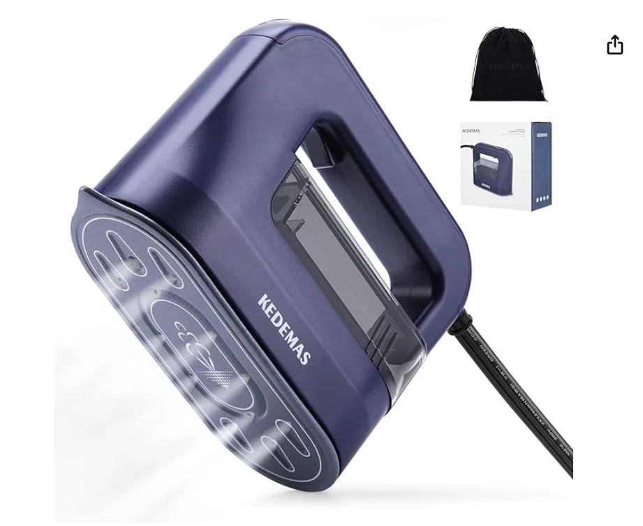 Travel Steamer for Clothes, KEDEMAS 1300W Powerful Handheld Garment Fabric Iron,