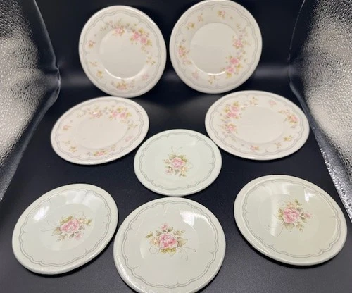 Vintage Ohio Art Tin Toy Kitchen Plates Pfaltzgraff Tea Rose Children's Play Set