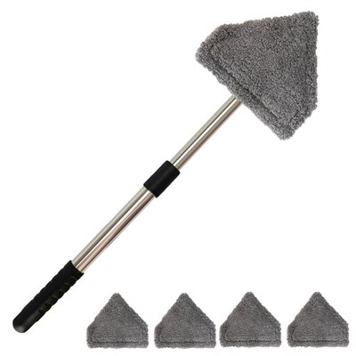 Extendable Windshield Cleaning Tool with 180-Degree Rotation & 4 Cloth Heads