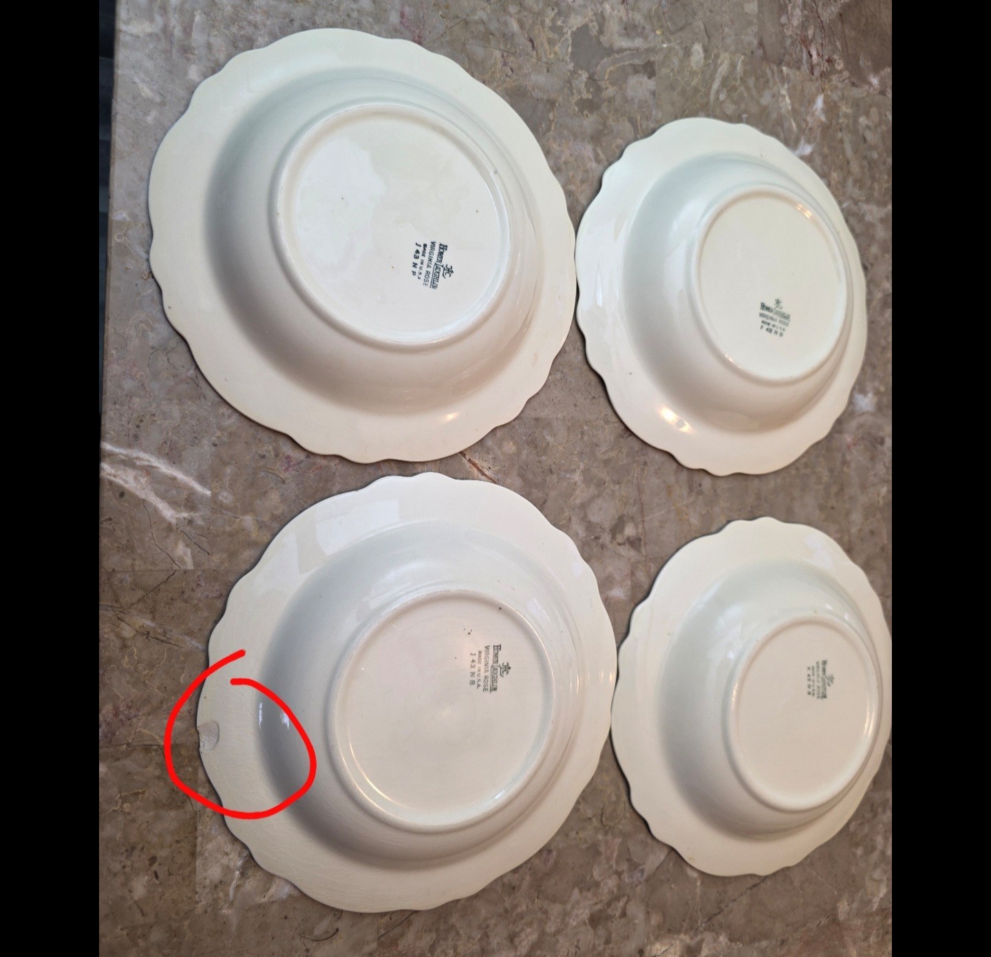 Homer Laughlin Virginia Rose 59 Piece Dinnerware Set – Mixed Condition – Vintage