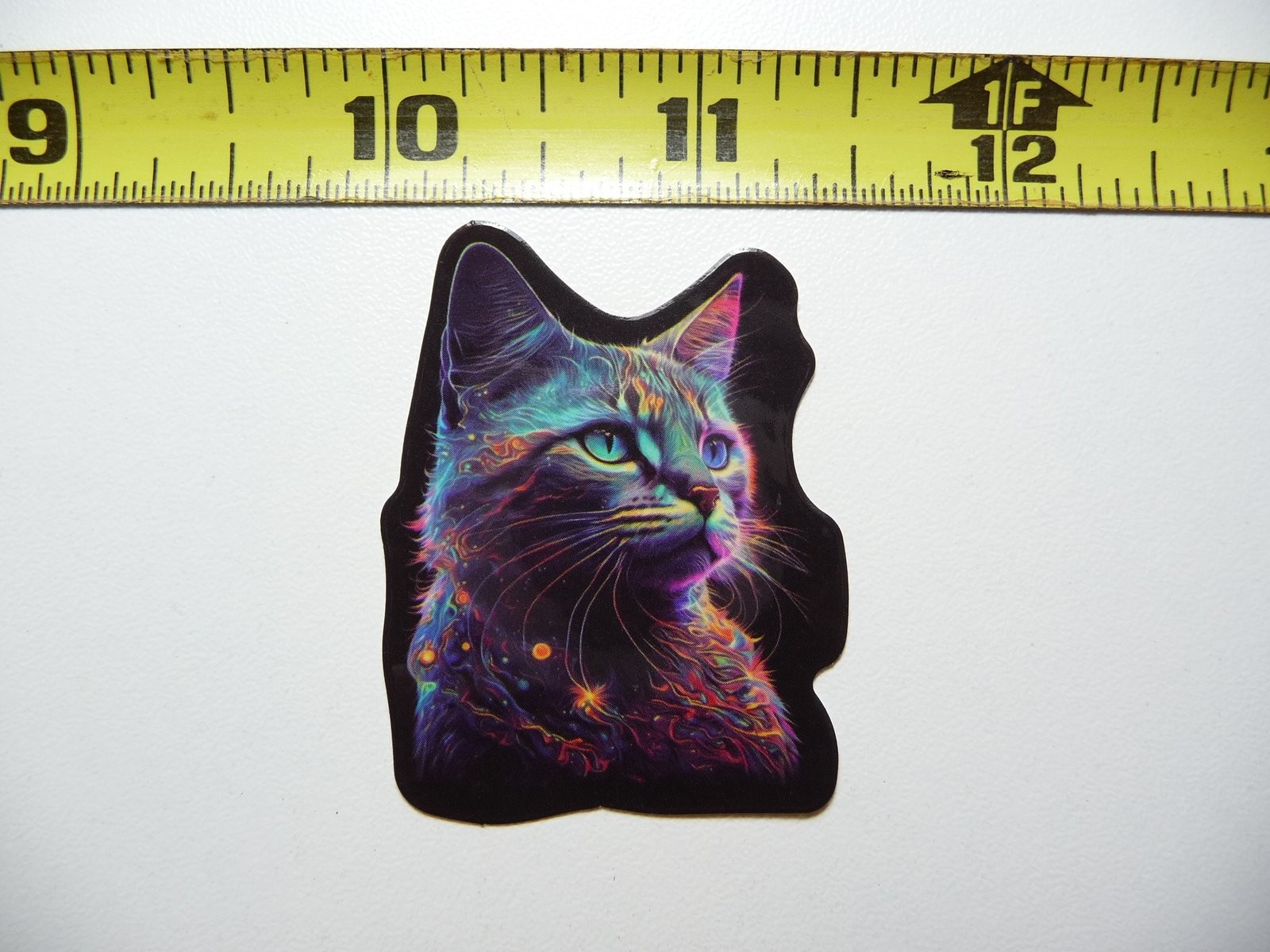 Vibrant Mystical Neon Thoughtful Cat Sticker Decal Feline Animal