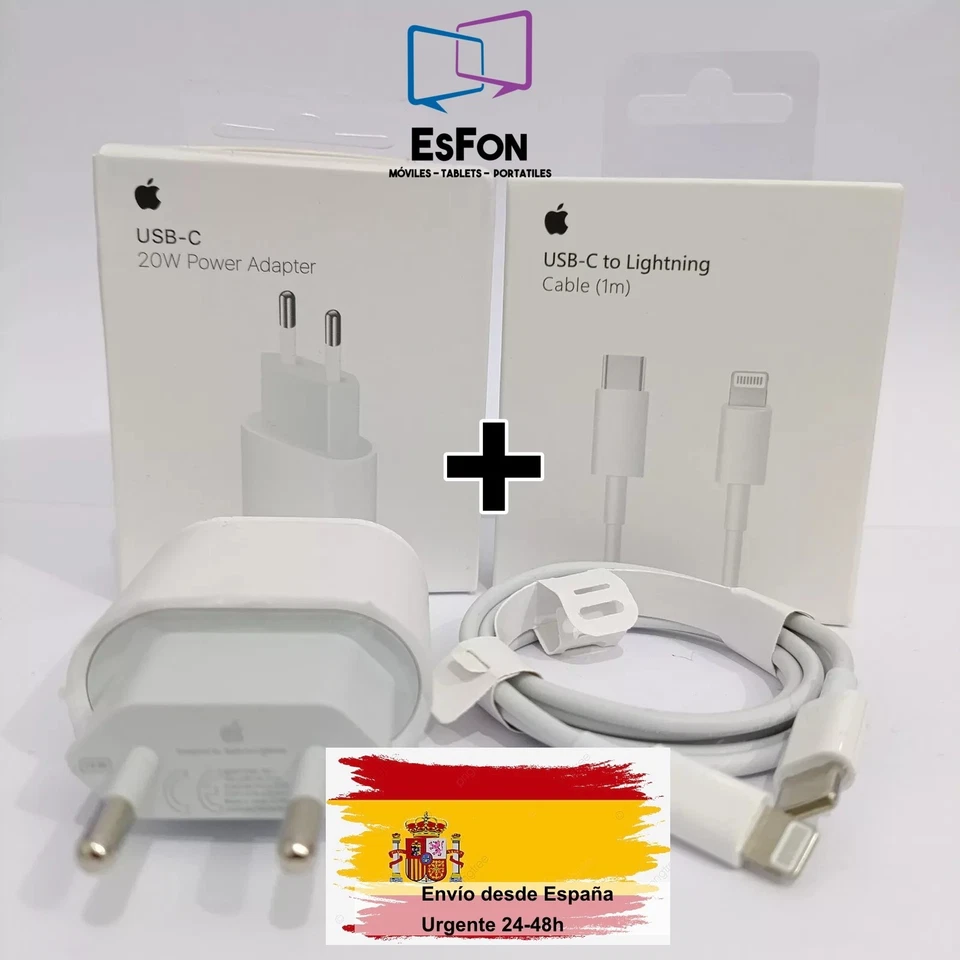 Cargador Original Apple 20W + cable USB-C Pack Completo iPhone 11 12 13 14 - Imagen 2 de 4