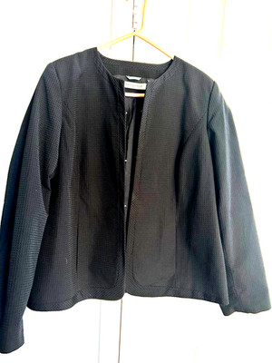 Marina Rinaldi  made in Italy blazer jacket embossed cotton blend lined Black XL