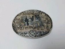 Texas 1836-1986 150th Anniversary Sesquicentennial Silver Tone Belt Buckle