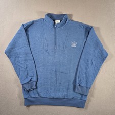 Vintage Adidas Sweatshirt Mens Small Blue 1/4 Zip Warm Up Trefoil Pullover 80s
